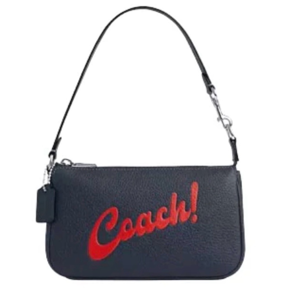 COACH NOLITA 19 CU250 DENIM BLUE WITH RED GRAPHIC LEATHER BAG 🌟LIKE NEW🌟